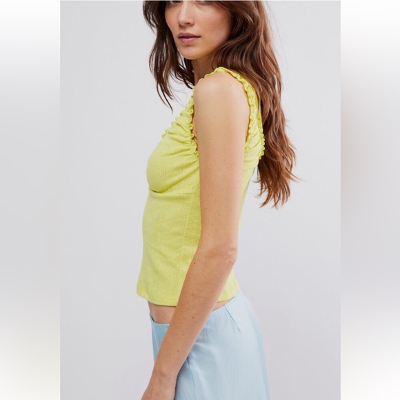 Free People Intimately Amelia Pointelle Cami- Lemon Yellow Sizes Med & L NWT - Picture 3 of 9